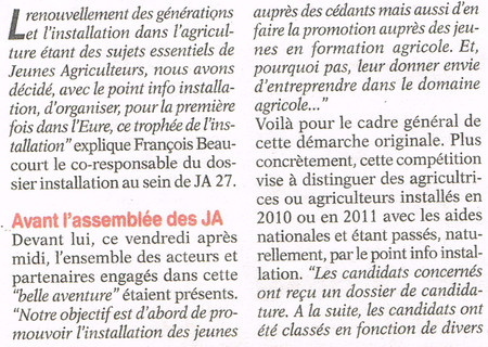 article EURE AGRICOLE DU 15-2-13 / PAGE 1